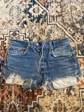 Signature by Levi Strauss Distressed Blue Denim Jean Shorts